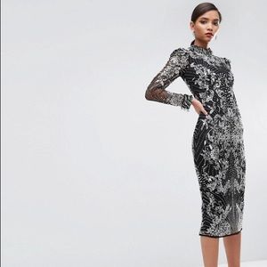 ASOS RED CARPET Embellished Fringe Midi Dress